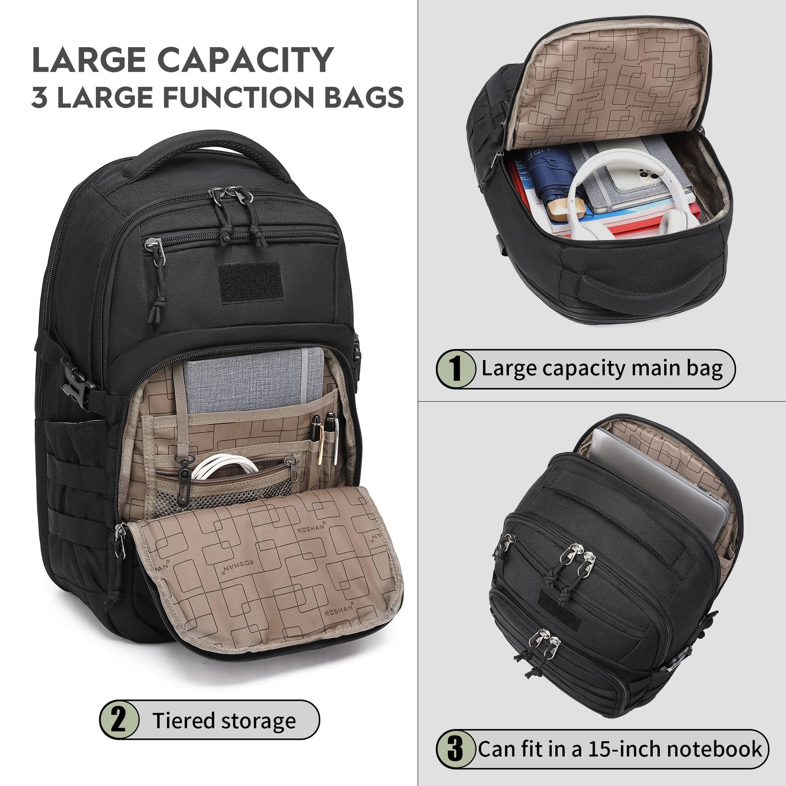 Military tactical backpack, backpack for men black small tactical assault bag…