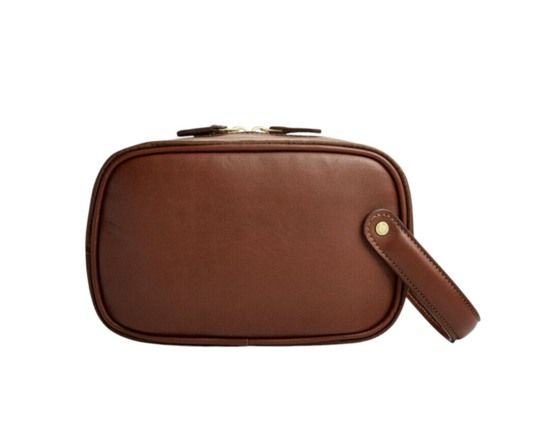Men’s Ghurka Chestnut Leather Bowery No. 309 Dopp Kit Toiletry Travel Bag New