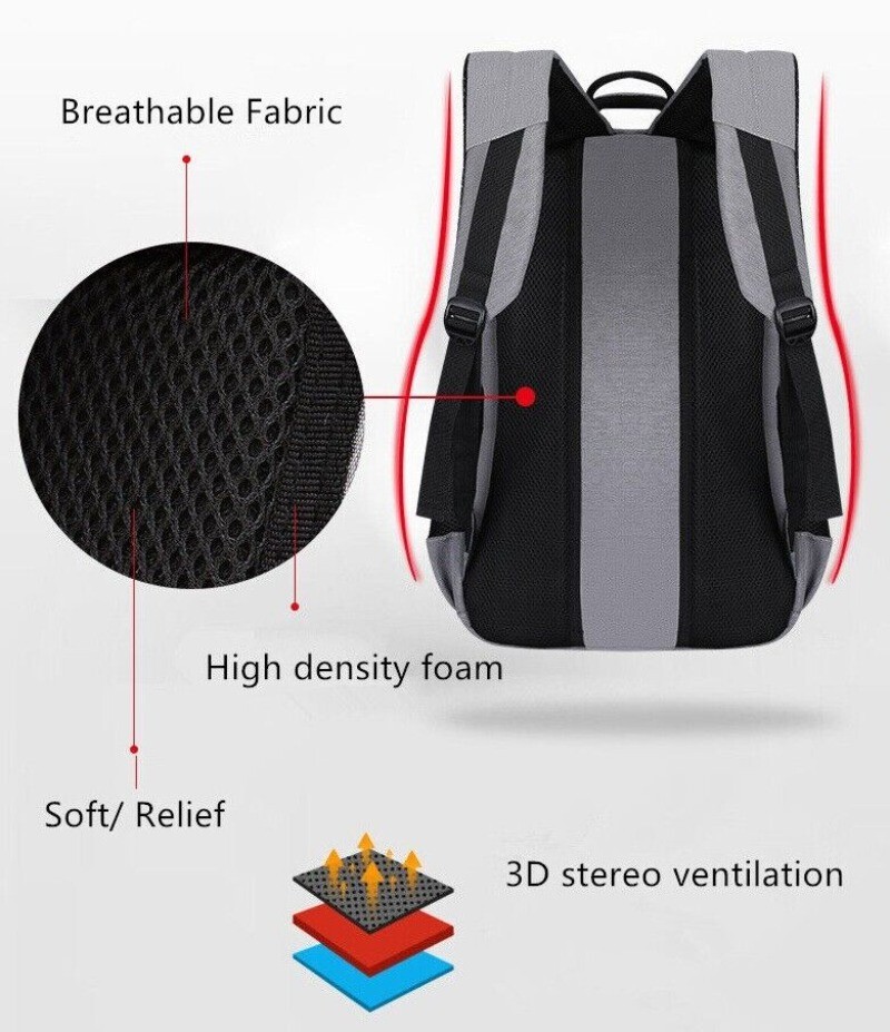 Waterproof Laptop Backpack Men School Bag Business Travel Shoulder Bag