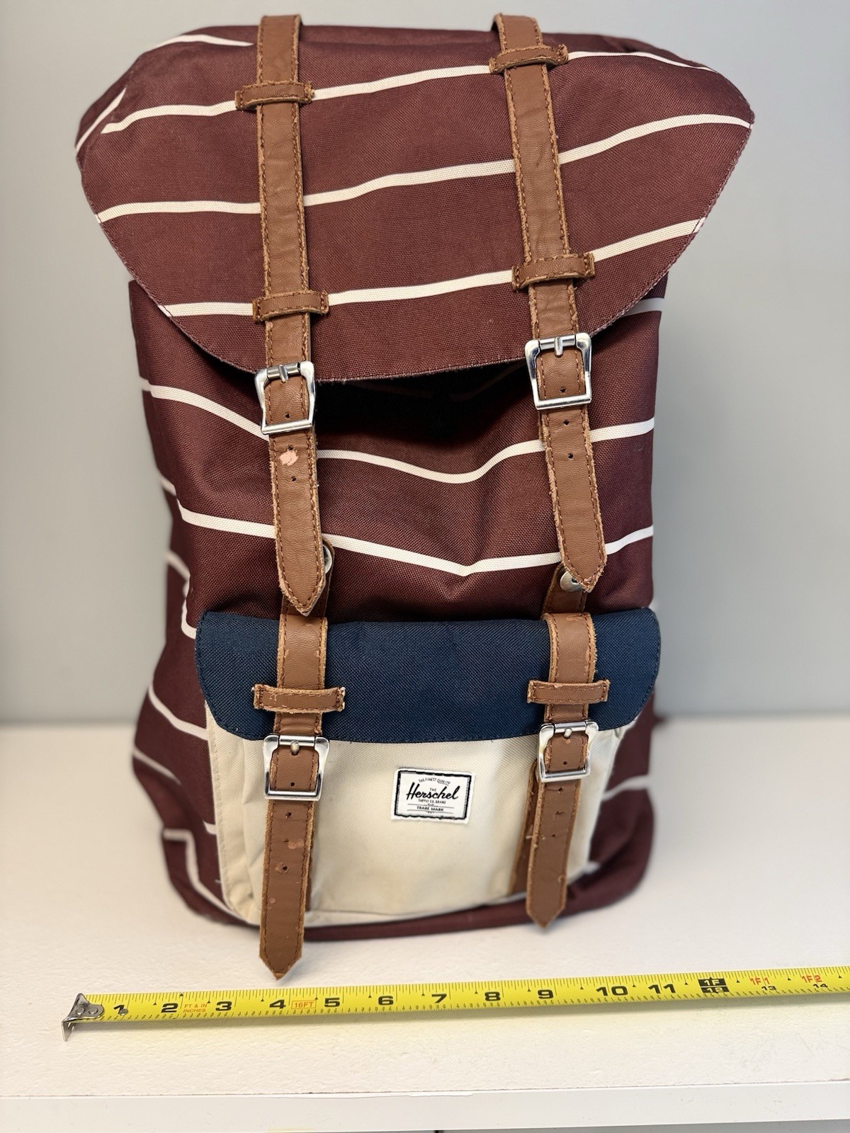 Herschel Supply Co. Little America Backpack Maroon Striped Colorblock 19″ Large