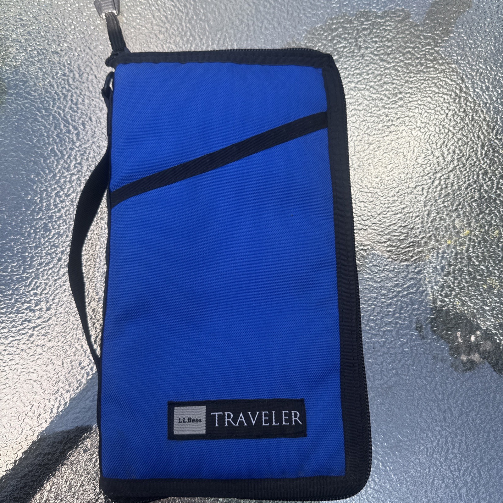 LL Bean Travel Long Wallet Passport ID Ticket Holder Organizer Blue Zip Around
