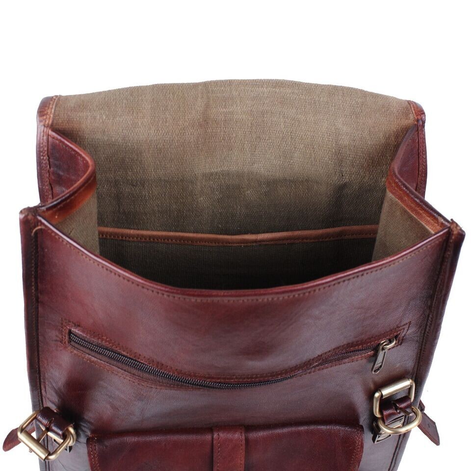 Shoulder New Handmade World Brown Genuine Leather Backpack Laptop Bag