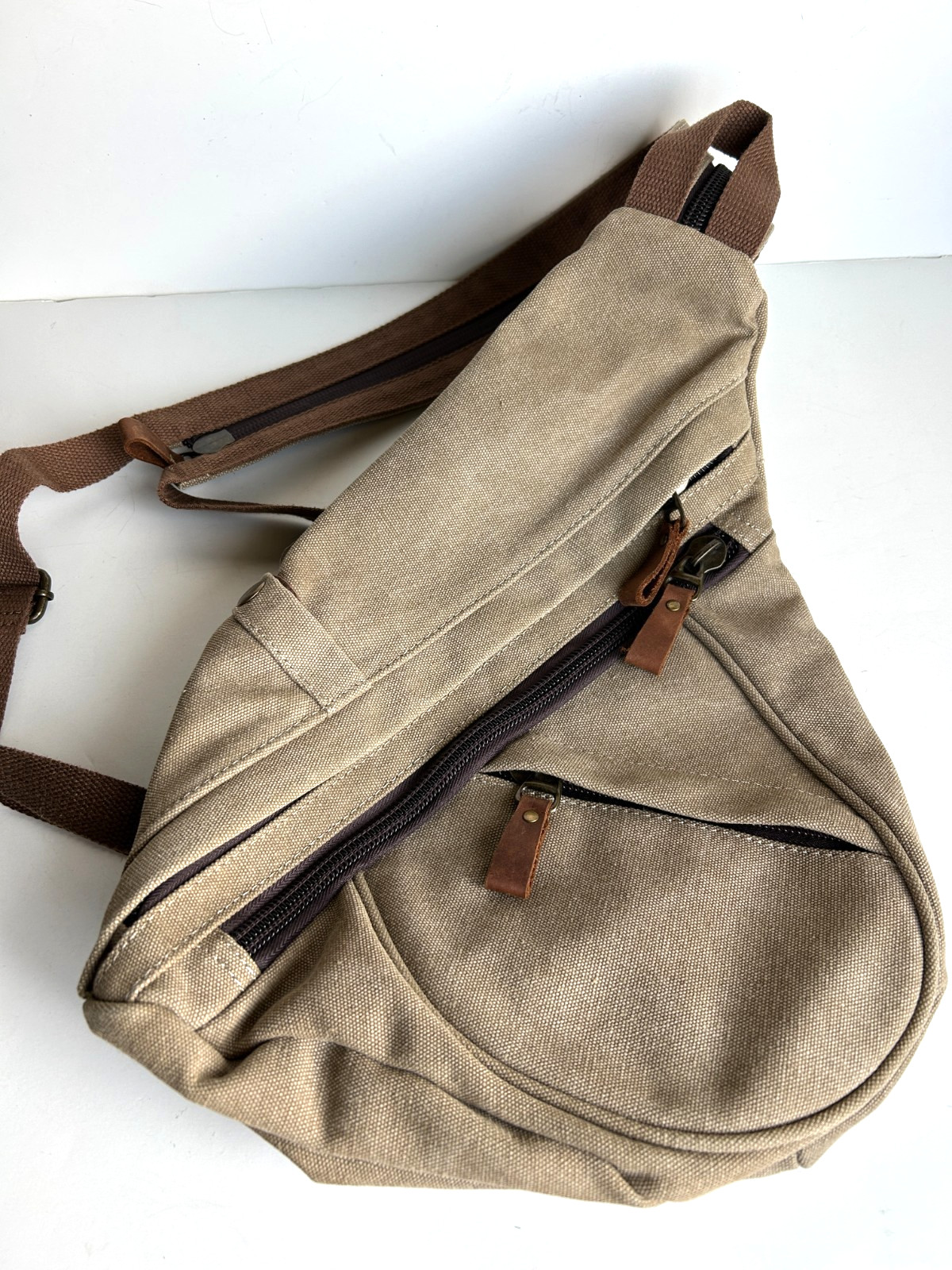 Canvas Sling Bag Convertible Crossbody Backpack Travel Bag Heavy Duty Utility