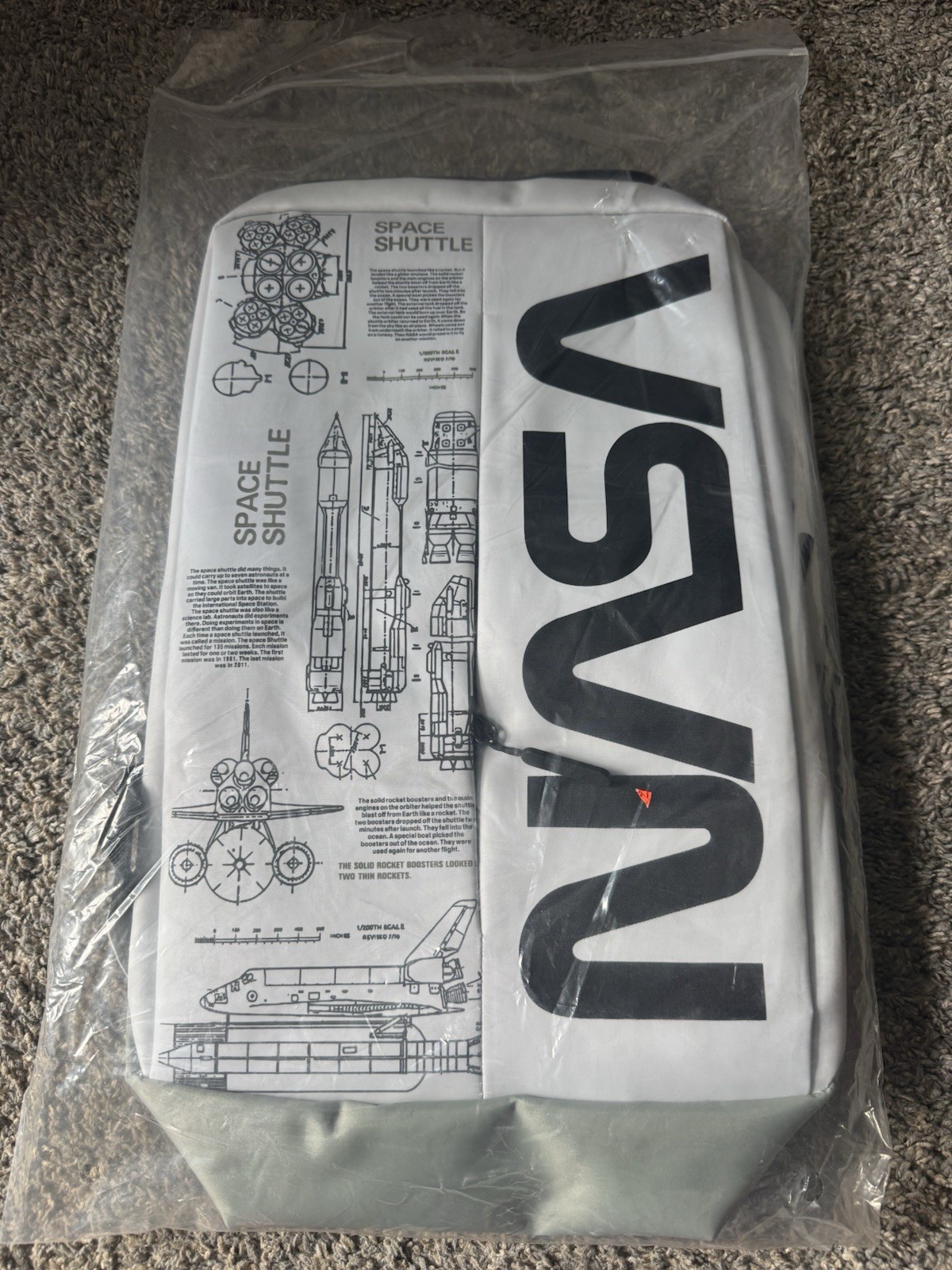 NASA Space Shuttle Blueprint Graphic Backpack with USB Port