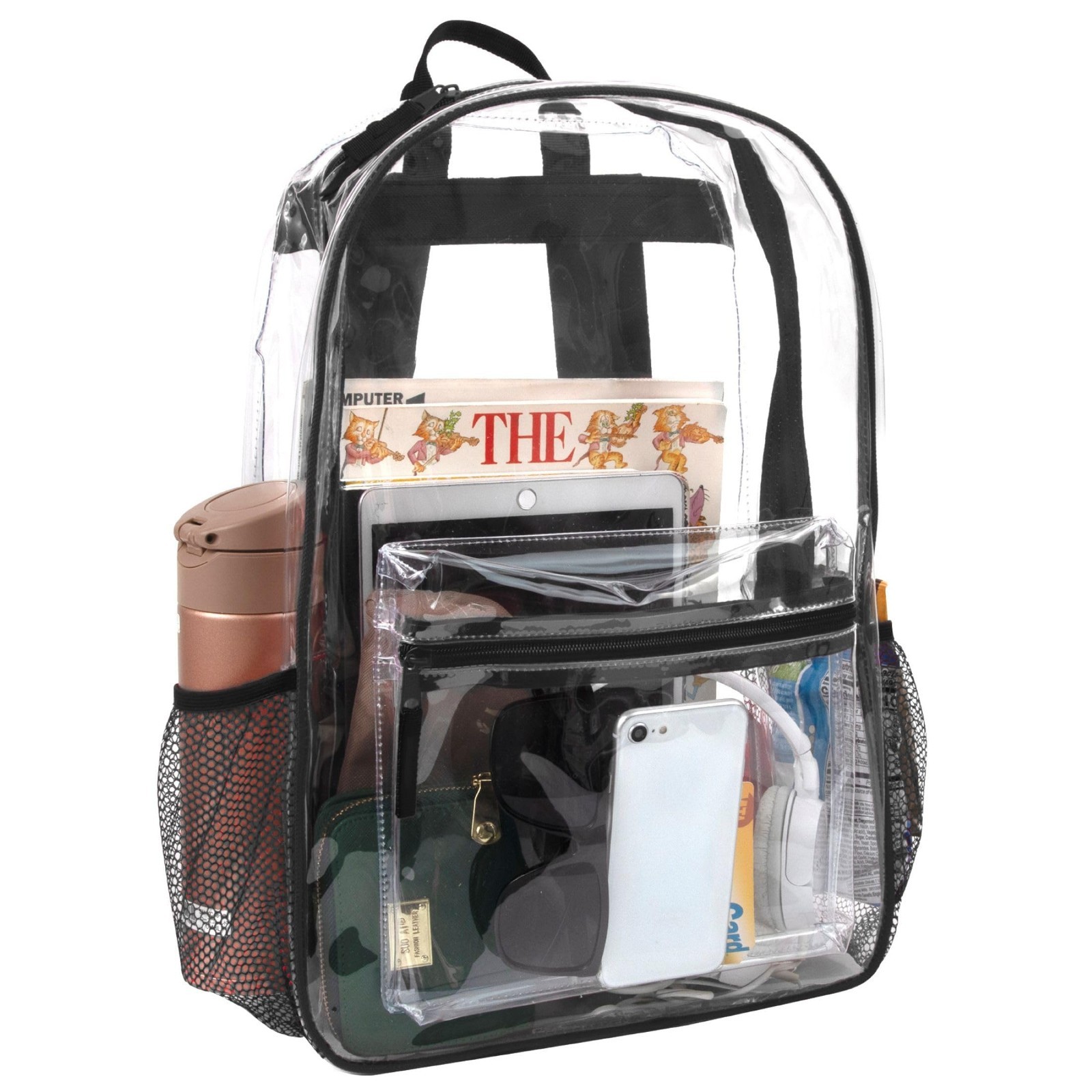 Heavy Duty Clear Backpack with Padded Straps & Side Pockets – Kids School, Stadi