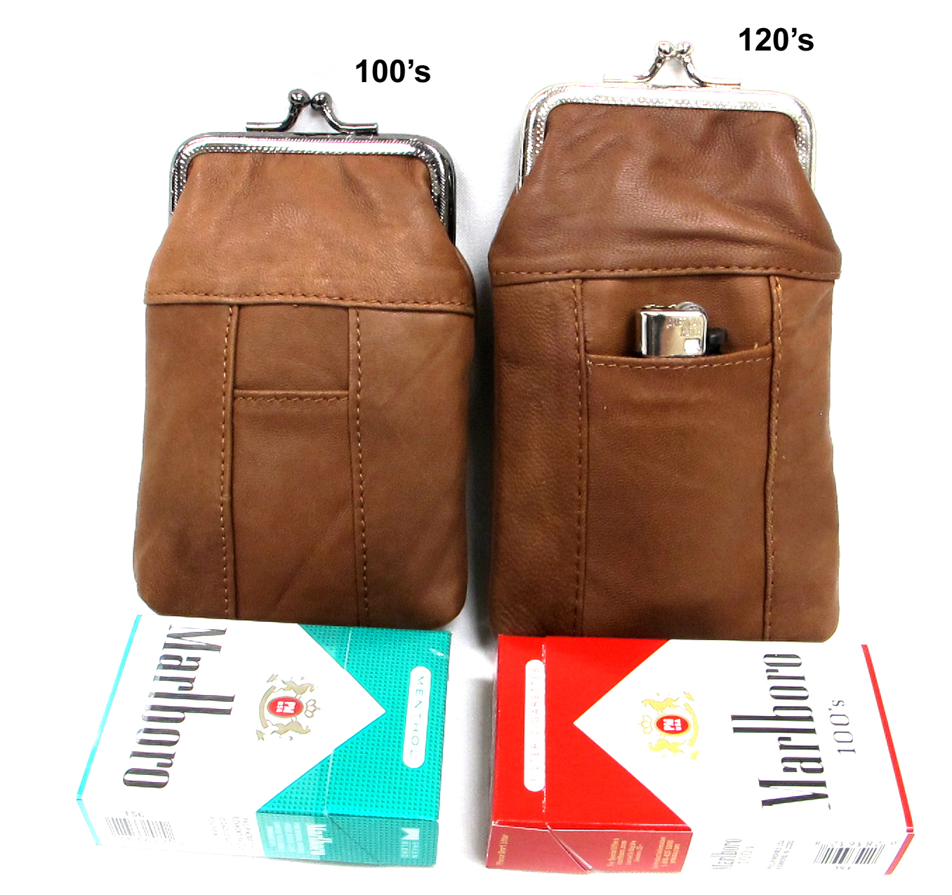 1 Pair 2 Size 100’s + 120’s Soft Leather Cigarette Case Pouch Chose Your 2 Color