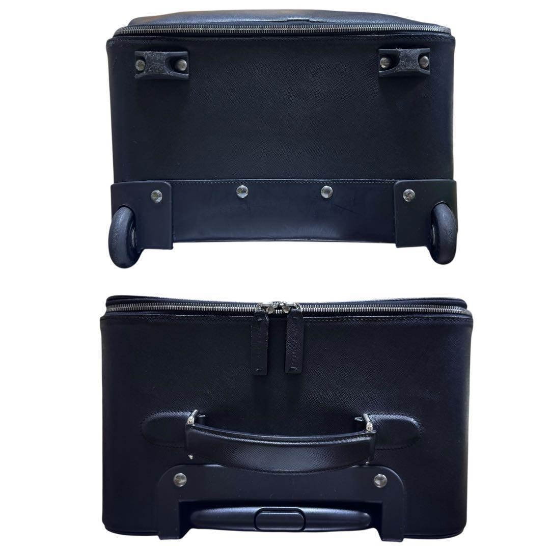 Giorgio Armani Leather Carry On Suitcase Black Made in Italy W36cm H45cm