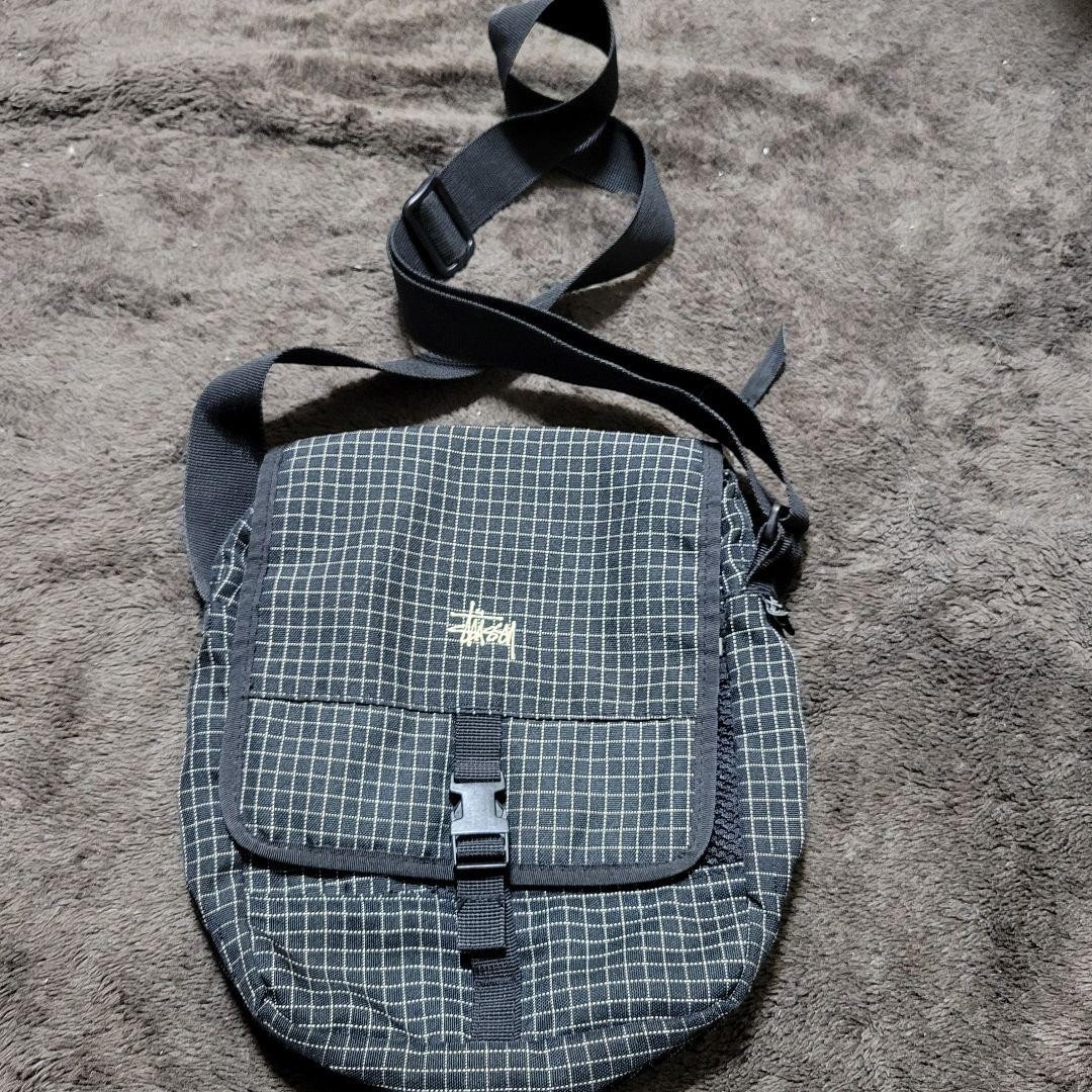 Stussy Old 90S Navy Tag Shoulder Bag Graph Check Men’s Bags: Popular Brands, Pop