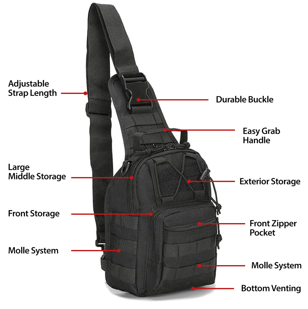 US Tactical Sling Bag for Men Small Military Rover Shoulder Backpack Chest Pack