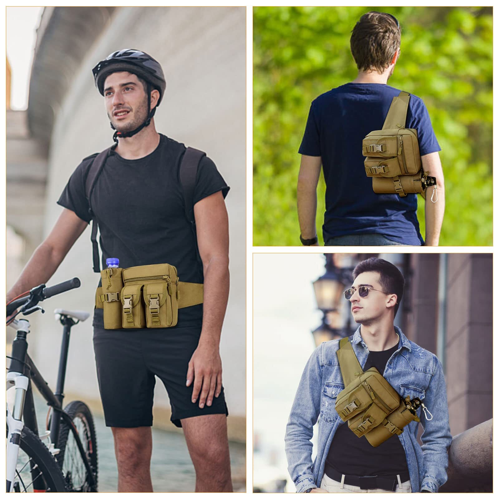 Tactical Waist Bag Military Fanny Pack Men Utility Bag with Water Bottle Holder