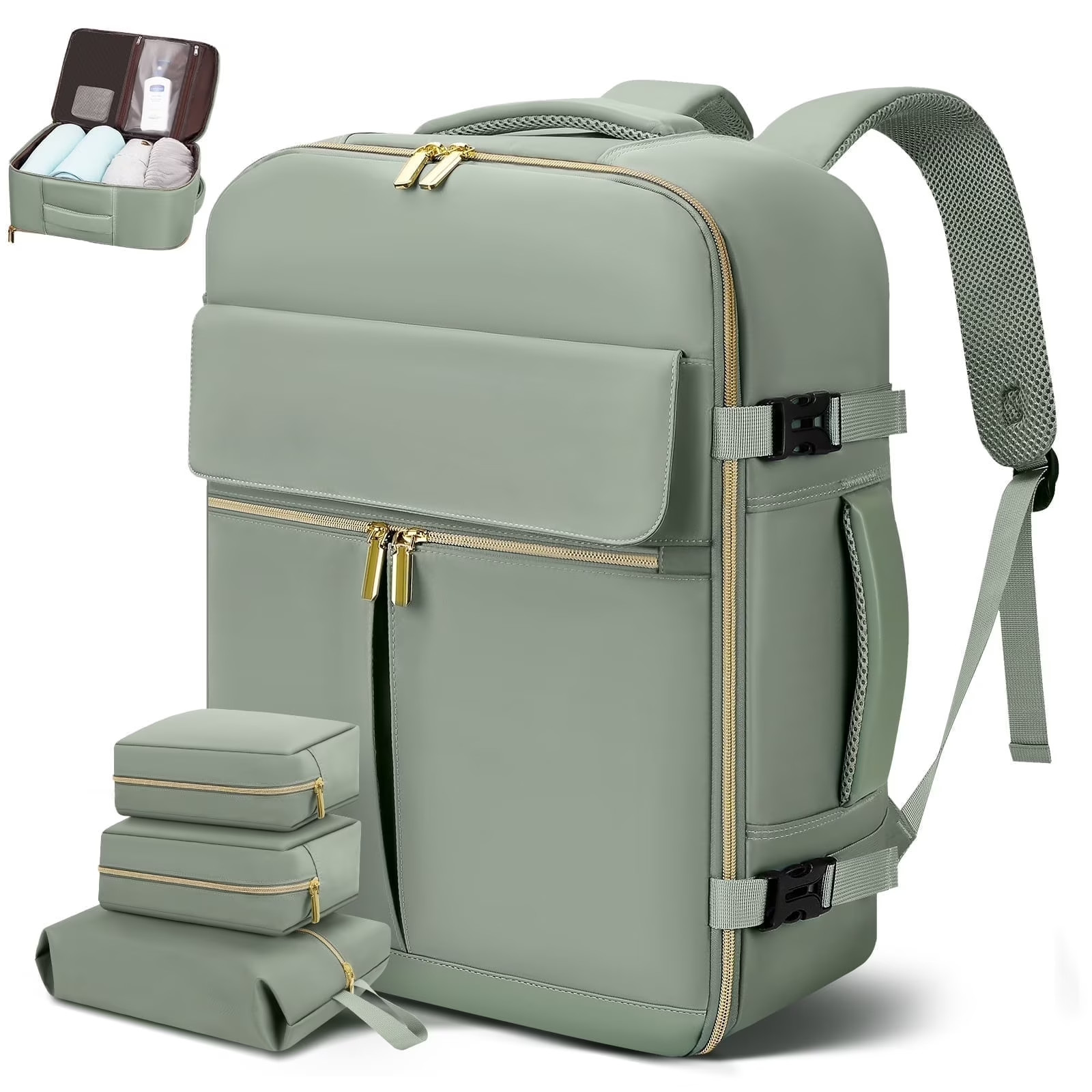 Travel Backpack for Men Women, Airplane Approved Carry on Backpack with 3 Packin