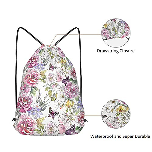 Peonies Drawstring Bags Backpack Bag Summer Spring 14×16.9 Inch Multi-a117