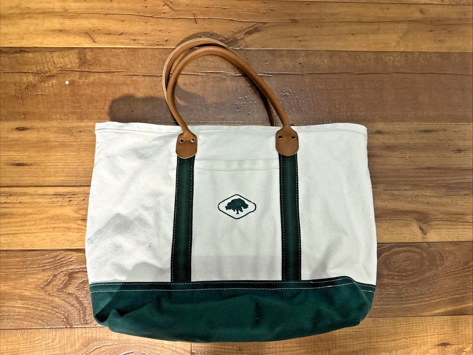 Scarborough & Tweed Canvas Large Tote Bag Green Brown Large Double Handle