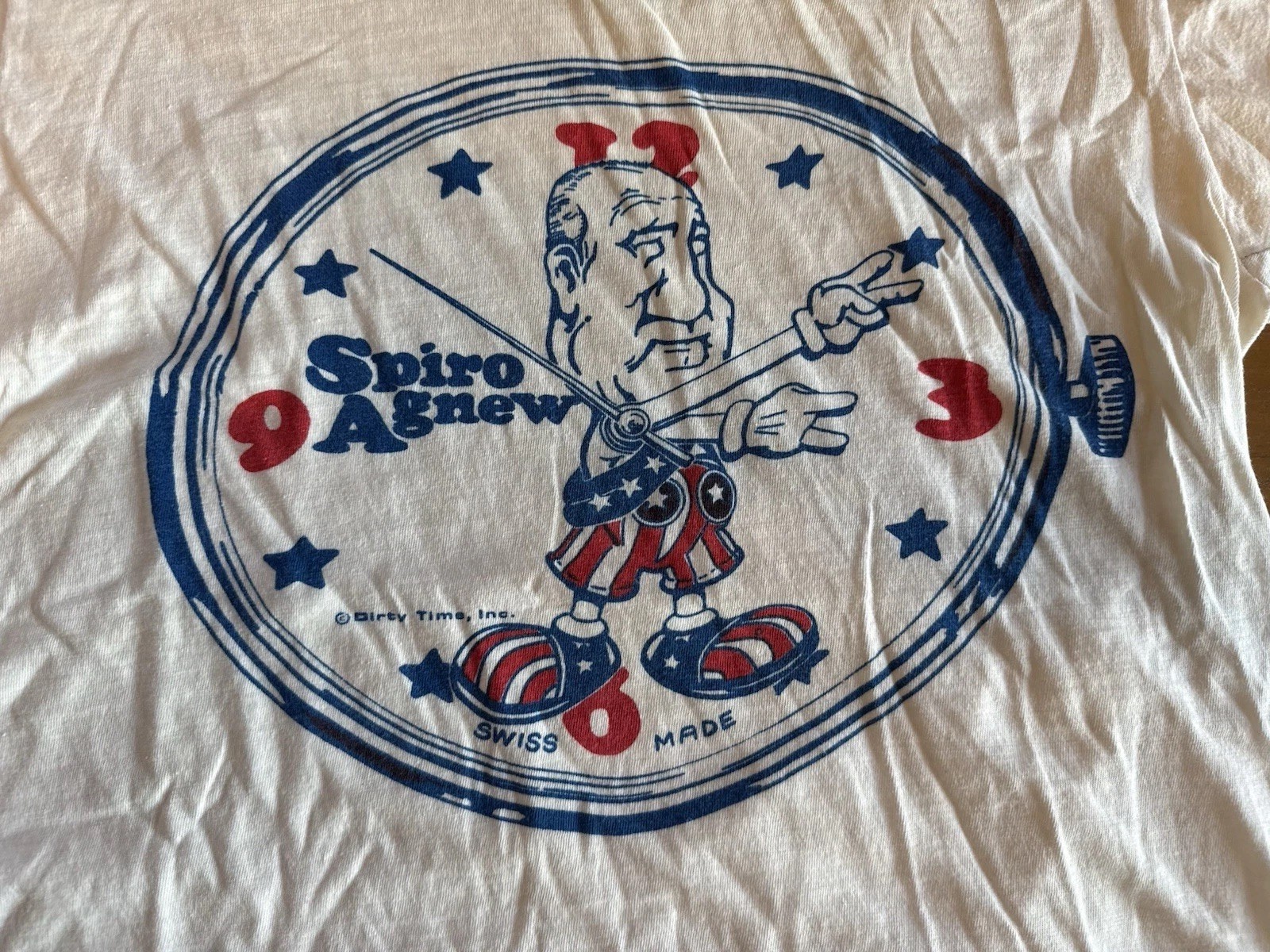 Spiro Agnew Swiss Made Watch Vintage 70S Ringer T-Shirt Large Nixon