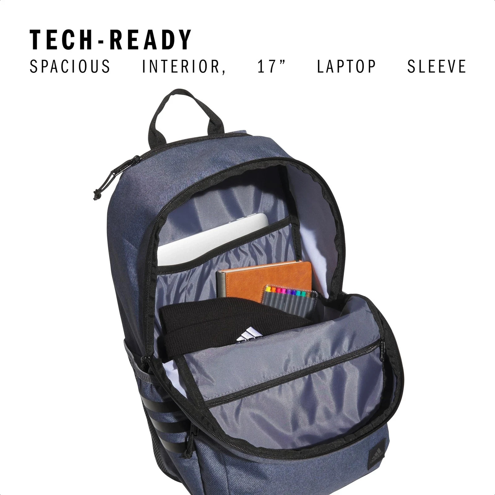 Adidas Onix Grey Black Twill Backpack 16 Inch Laptop Sleeve Lifetime Warranty