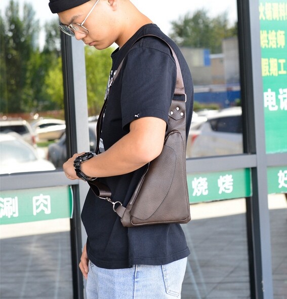 Mens Suspender Backpack Crossbody Casual Chest Bag Shoulder Bag Triangle Day Bag