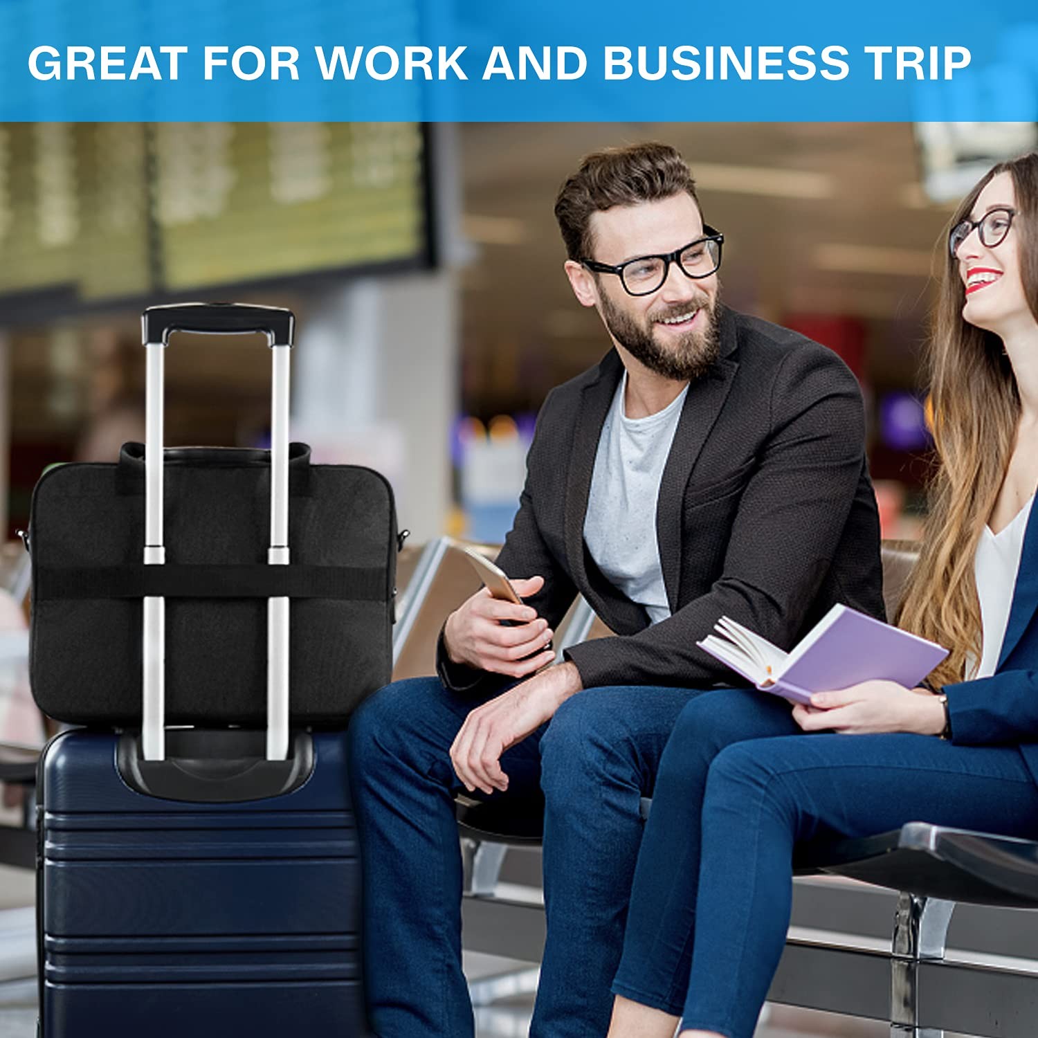 BAGSMART Laptop Bag, 15.6 Inch 15.7 x 5.5 x 12 inches, Black-15.6