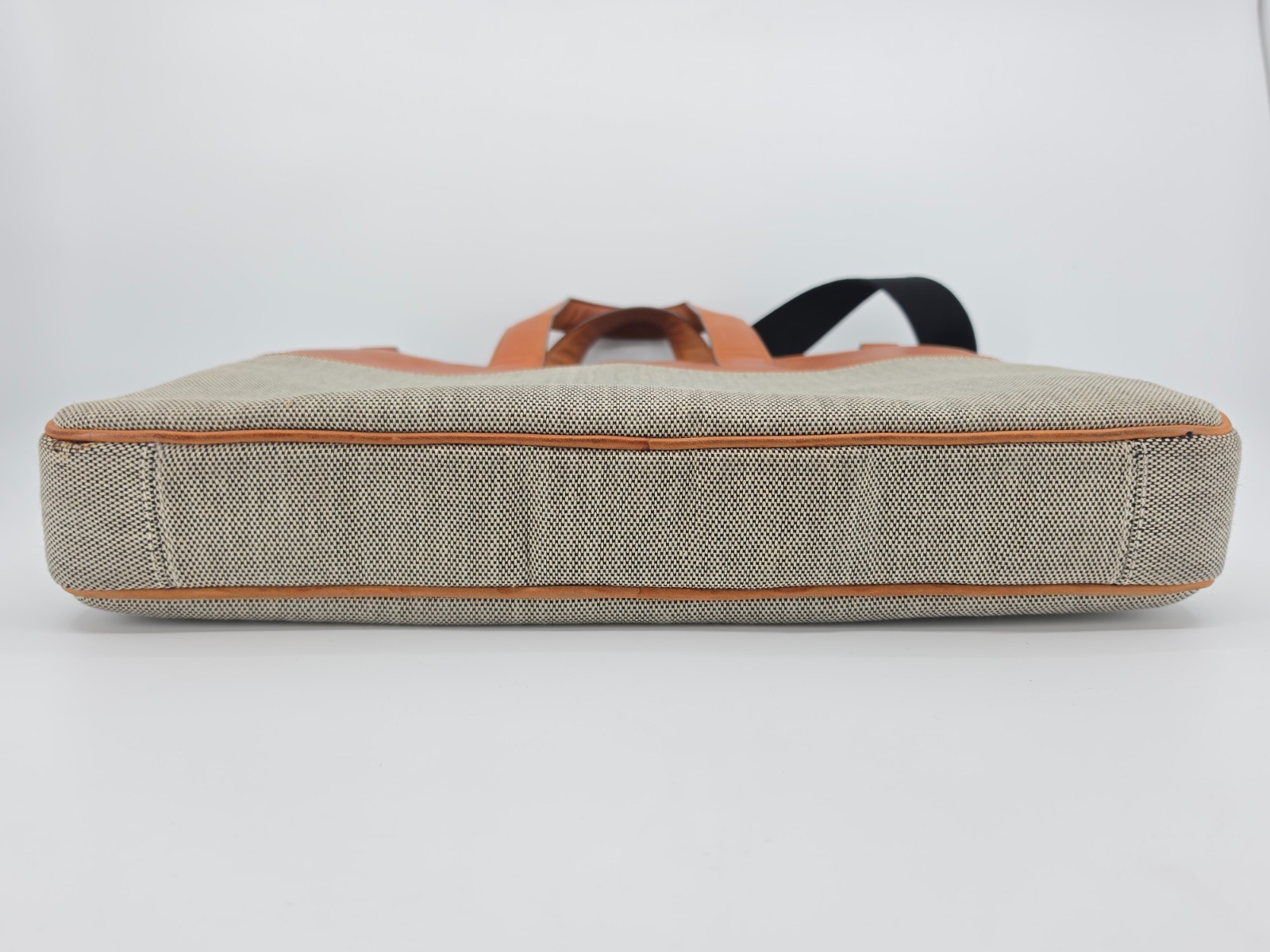 Jack Spade Bartlett Briefcase Waxed Leather Canvas Laptop Messenger Bag Tan