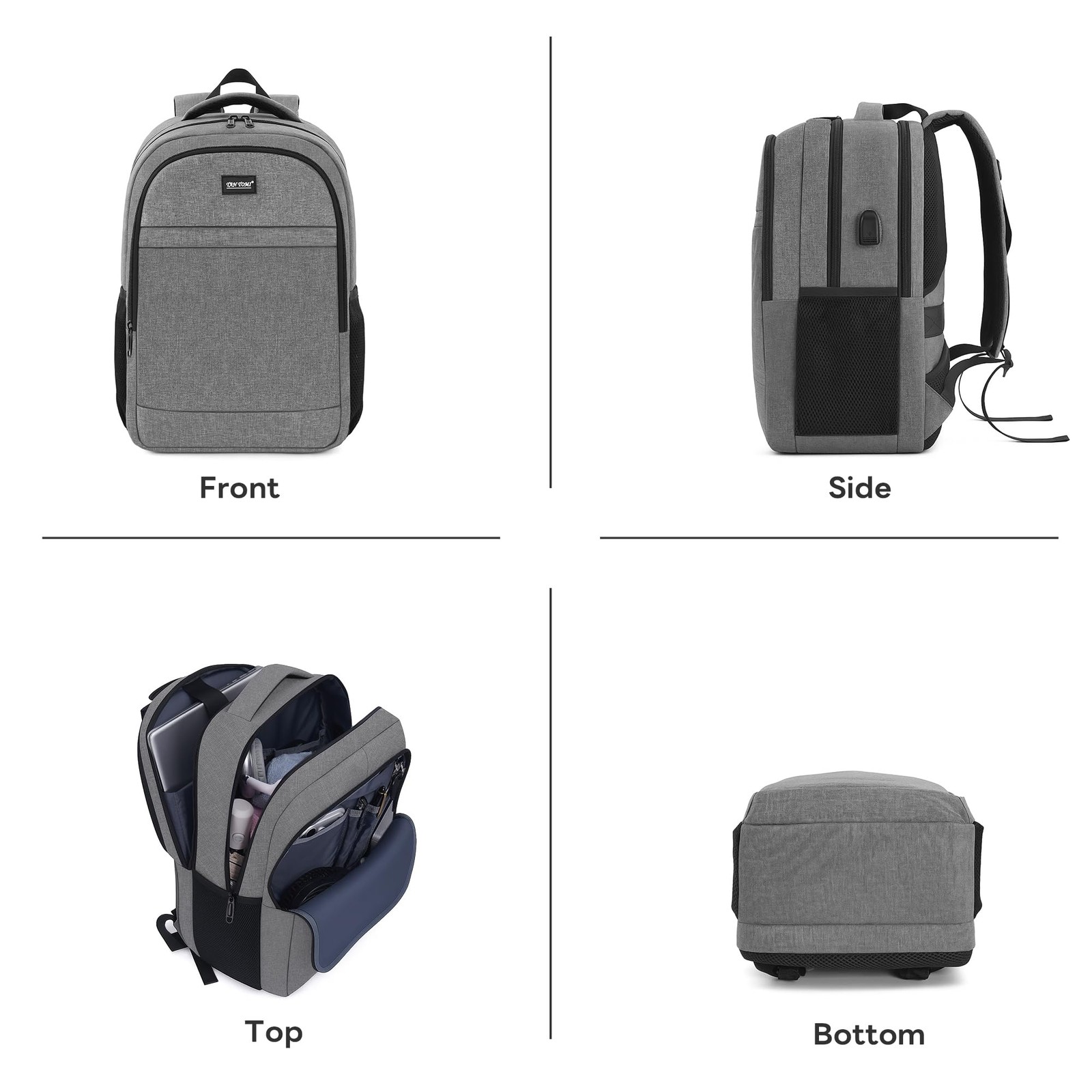TANTOMI 17in Laptop Backpack USB Anti Theft Travel School Bag