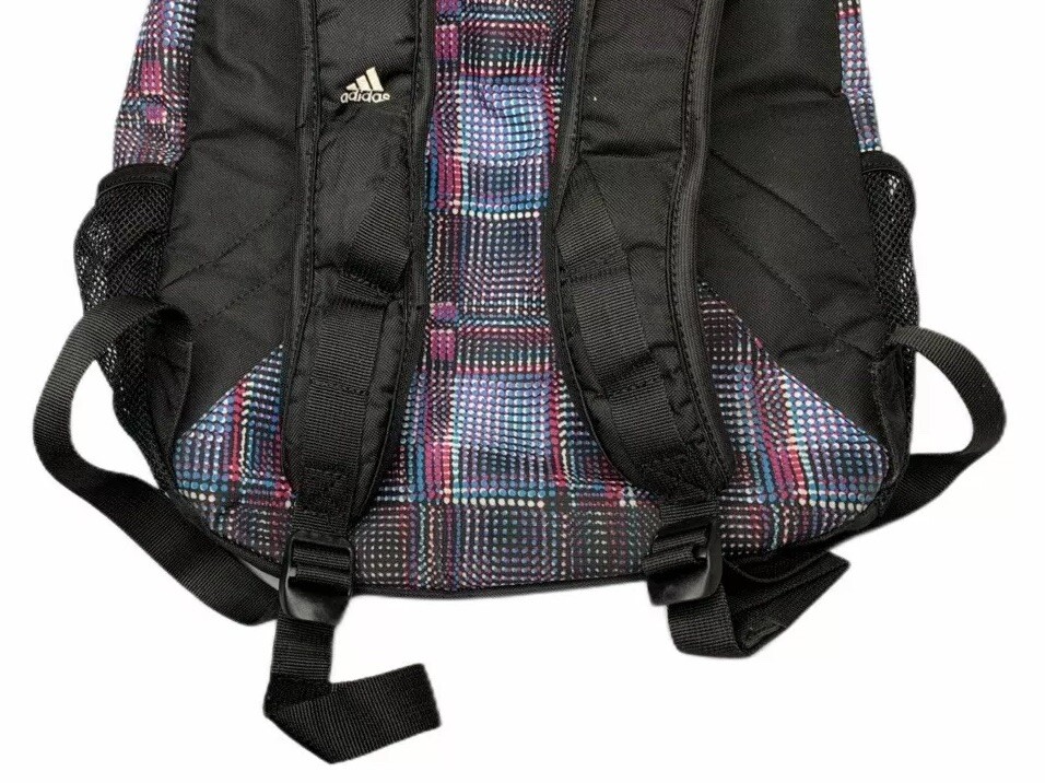 Adidas Black Blue White Pink Backpack w/ Laptop Sleeve & Load Spring Straps