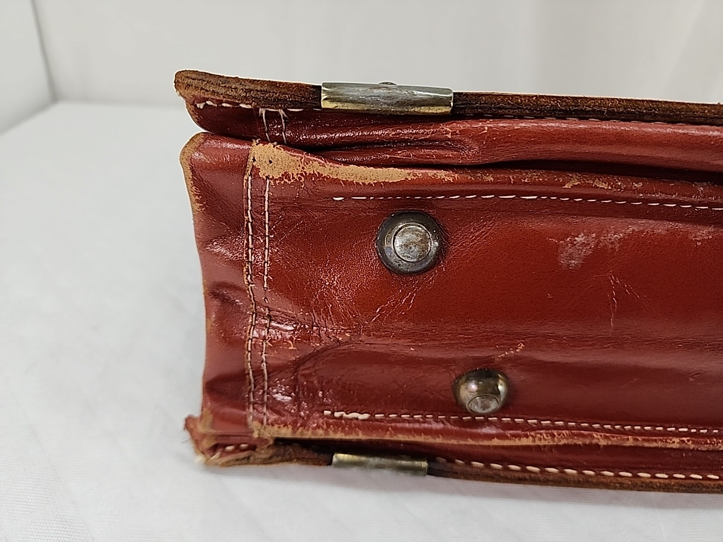 Rexbilt Split Cowhide Briefcase Bag Stay-Open Frame 17 “x 13” Leather Vintage