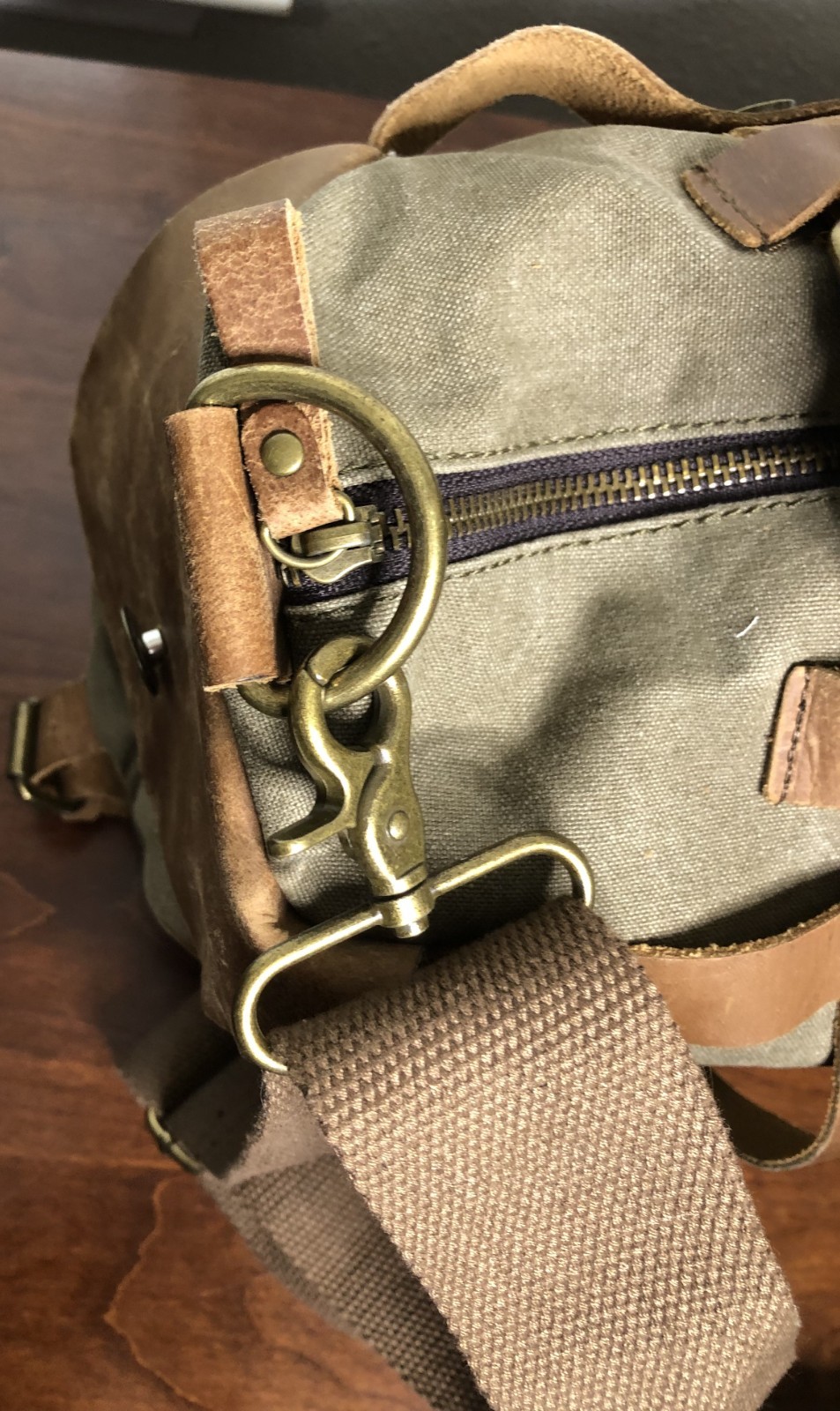 Vintage Canvas & Leather Duffel Bag – Heavy Duty Travel Weekender Tote Unbranded