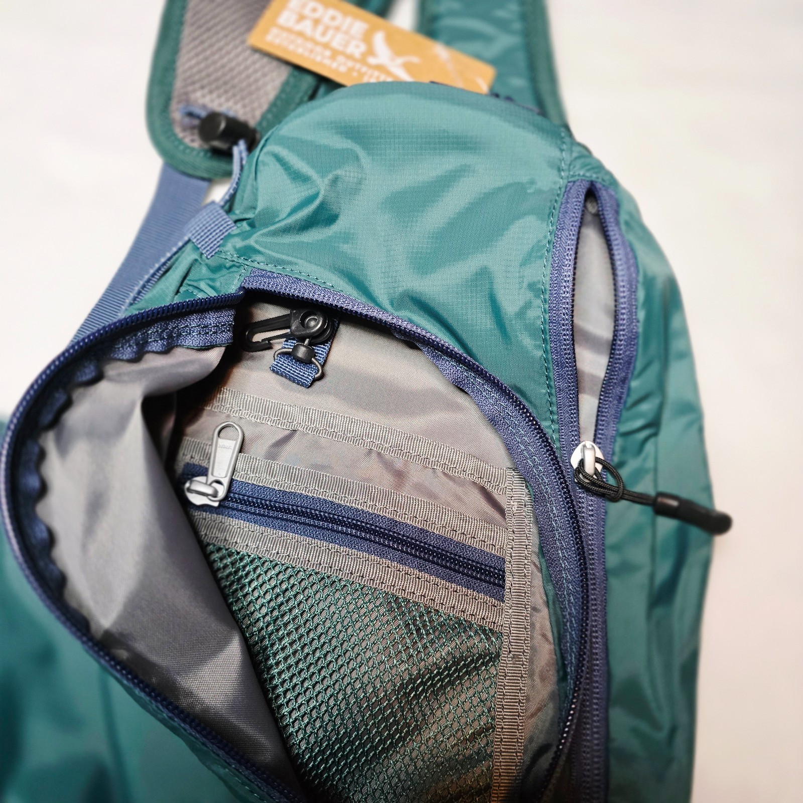 Eddie Bauer Green Nylon Sling Backpack