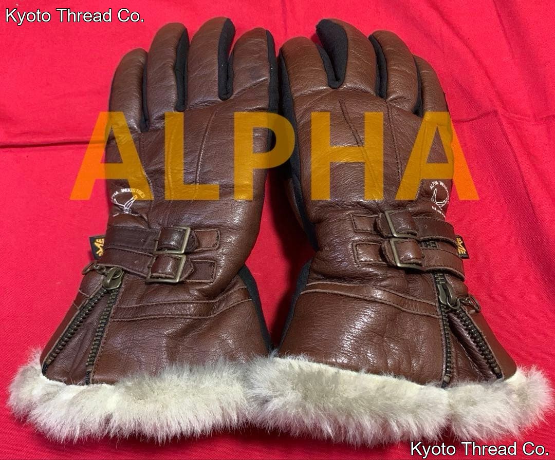 ALPHA INDUSTRIES Brown Leather Winter Gloves, Large Size, Pre-owned