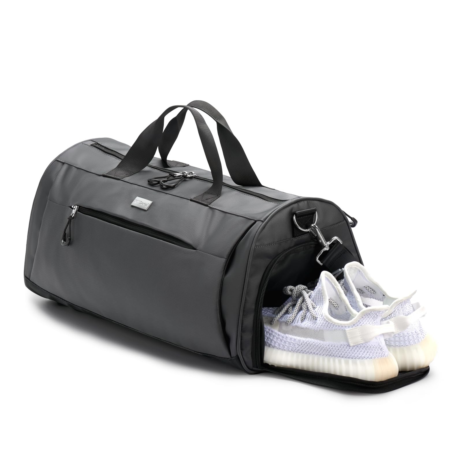 Gym Bag Women Men Unisex Duffel Shoe Compartment Wet Pocket Travel L Grey