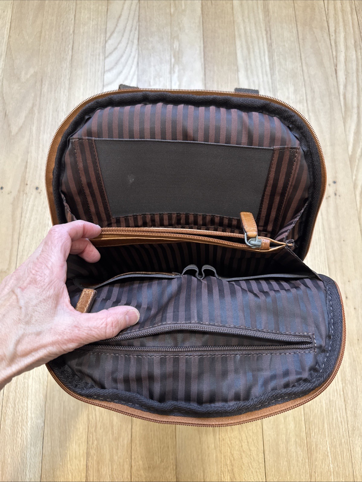 Jack Georges Backpack Mens Small Brown Leather Business Organizer Daypack
