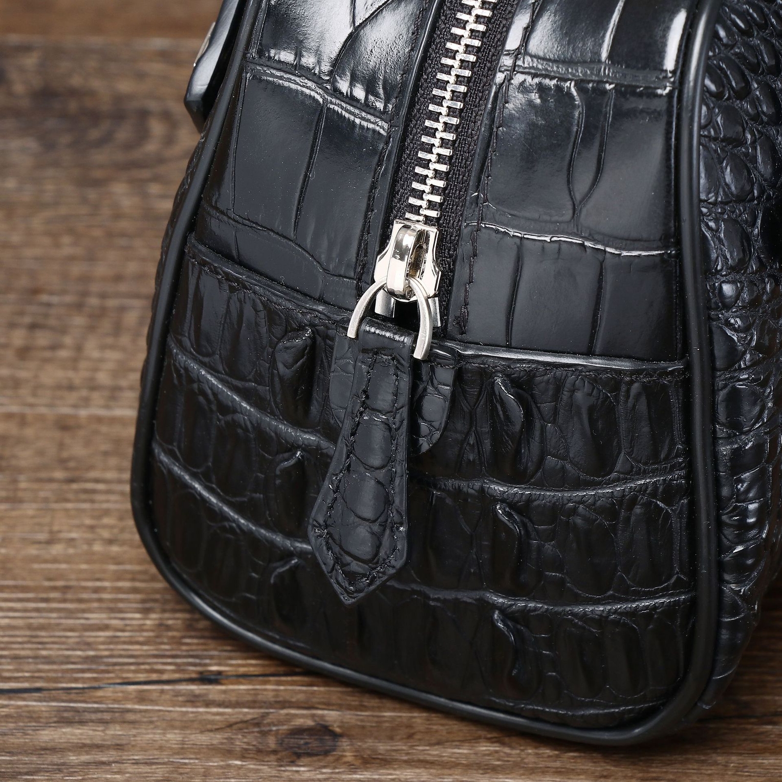 Top Cowhide Leather Men’s Clutch Bag Crocodile Pattern Zipper Handbag