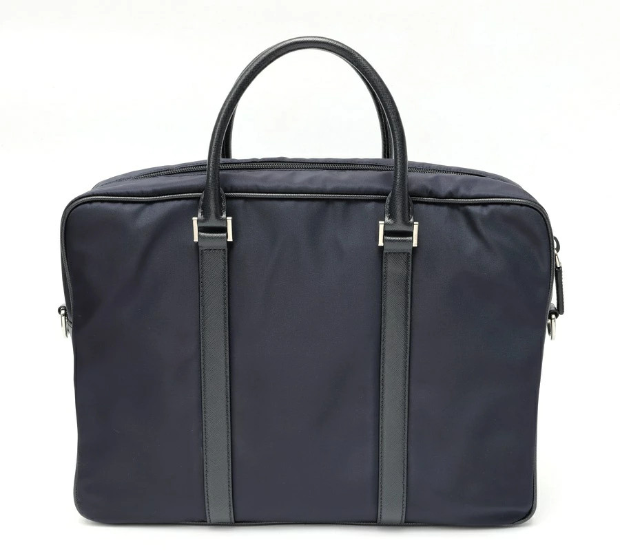 PRADA Nylon Saffiano Leather Briefcase 2Ve661 Navy
