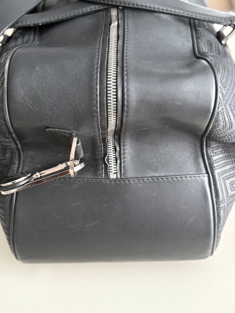 Gianni Versace Couture Greca Pattern Black Leather Travel Bag, Original Owner!!!