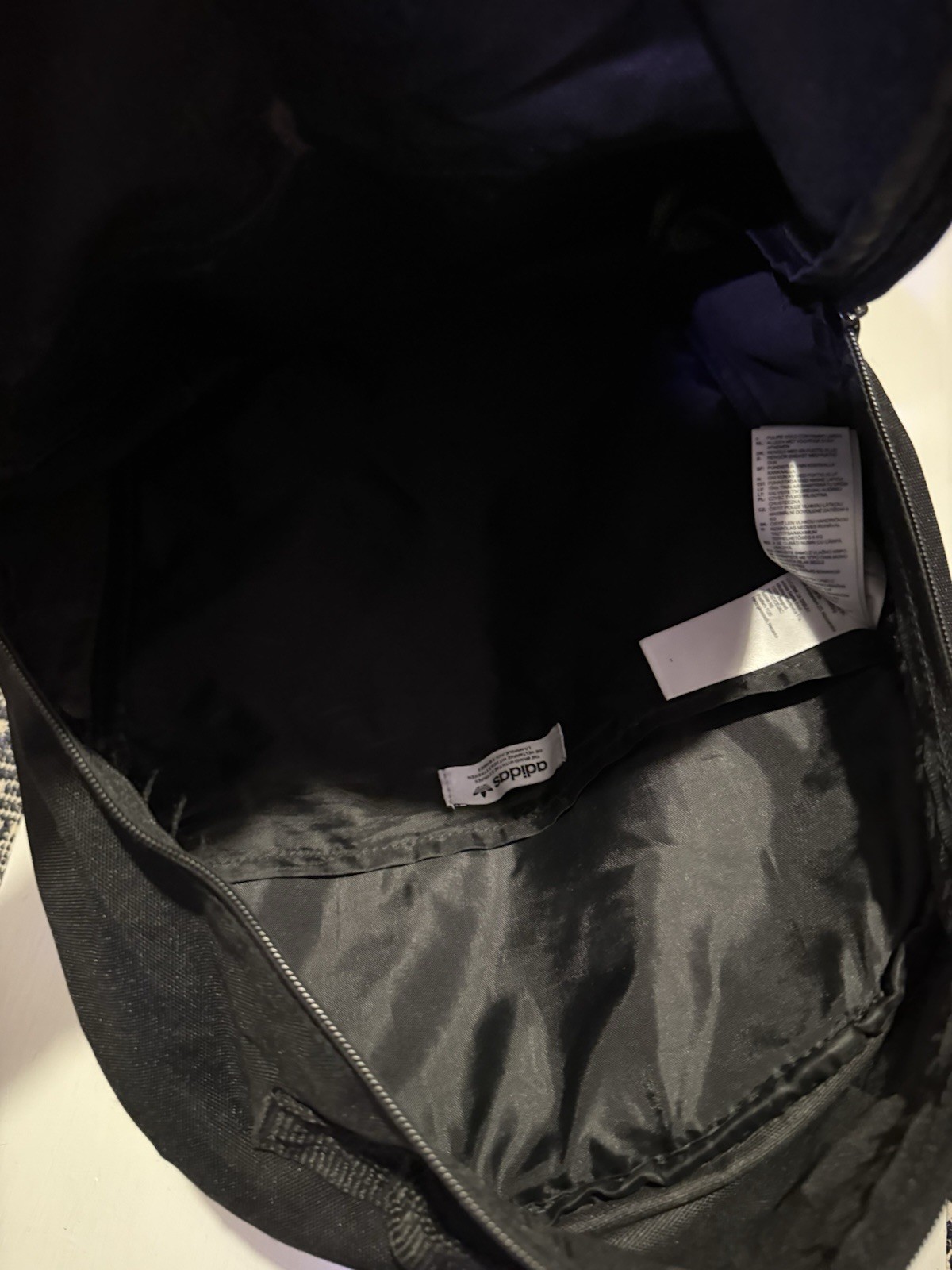 Adidas Black Backpack With White Stripes & Multiple Compartments Everyday Use