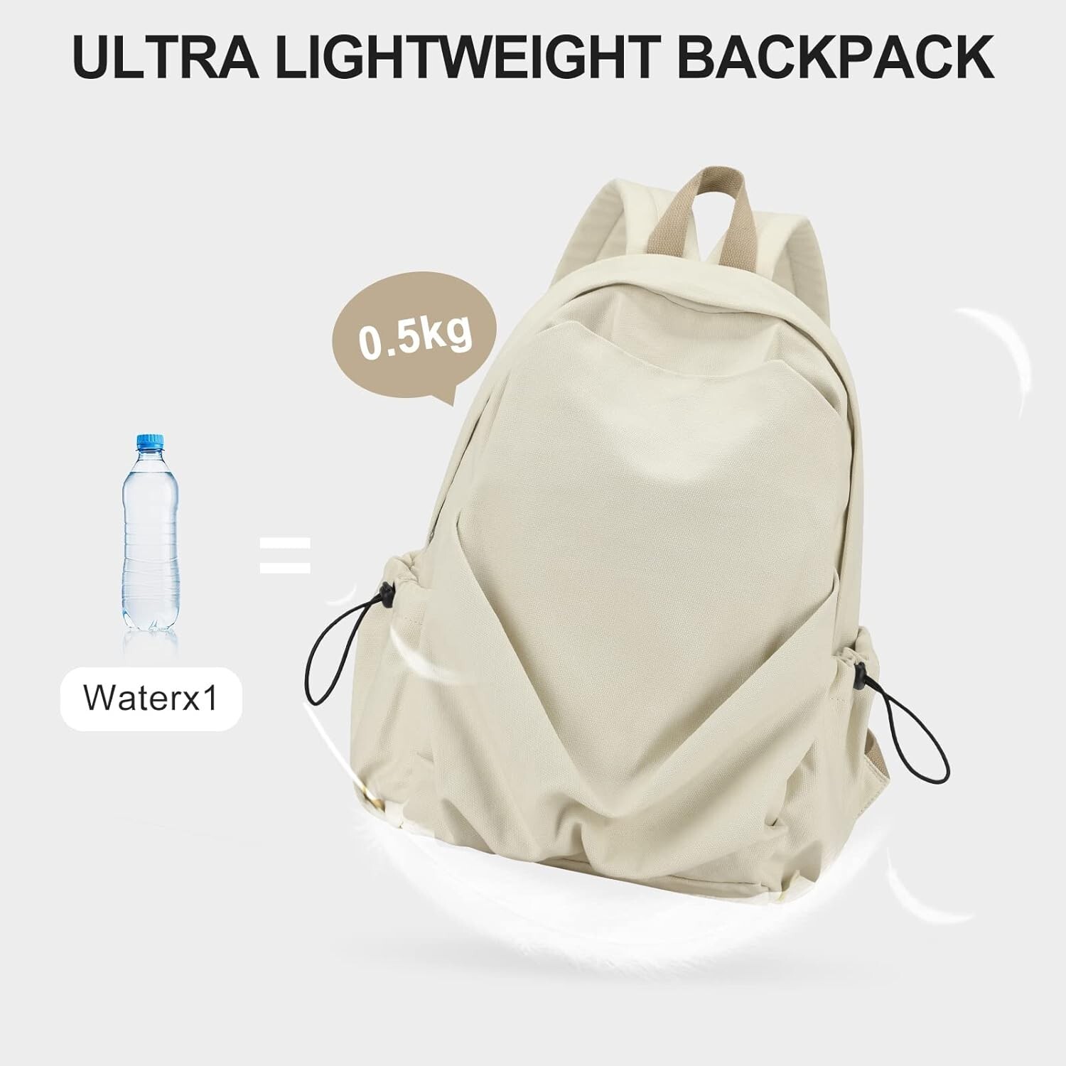 Basic BeigeSchool Backpack For Women Men,Lightweight Casual Daypack