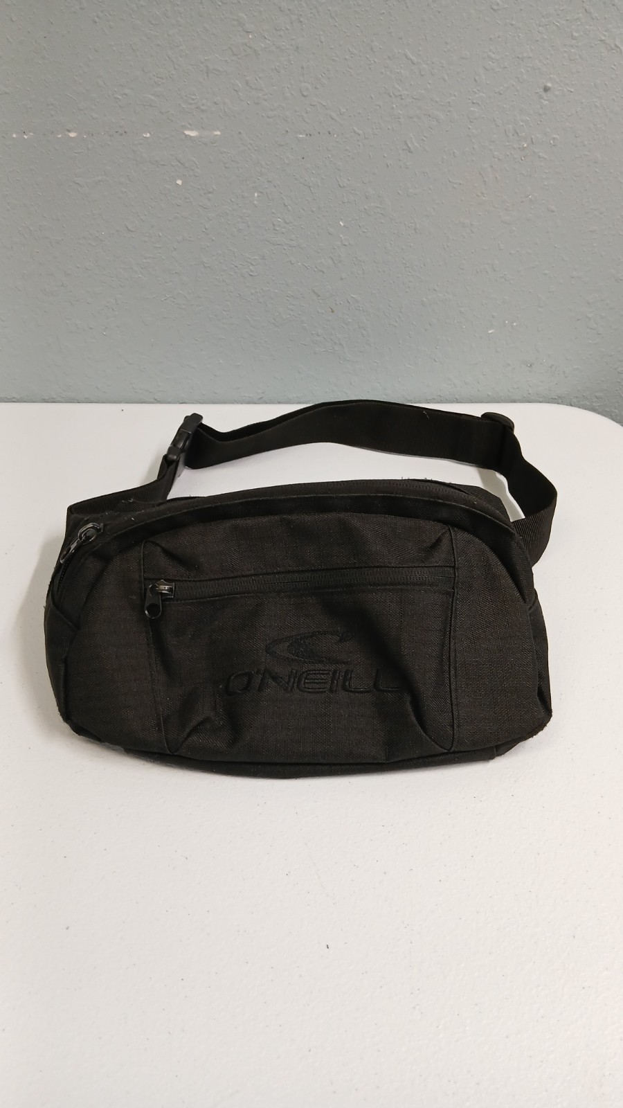 Mens Waist Bag Fanny Pack Sz OS Black Solid Travel Adjustable Hip Belt Pouch