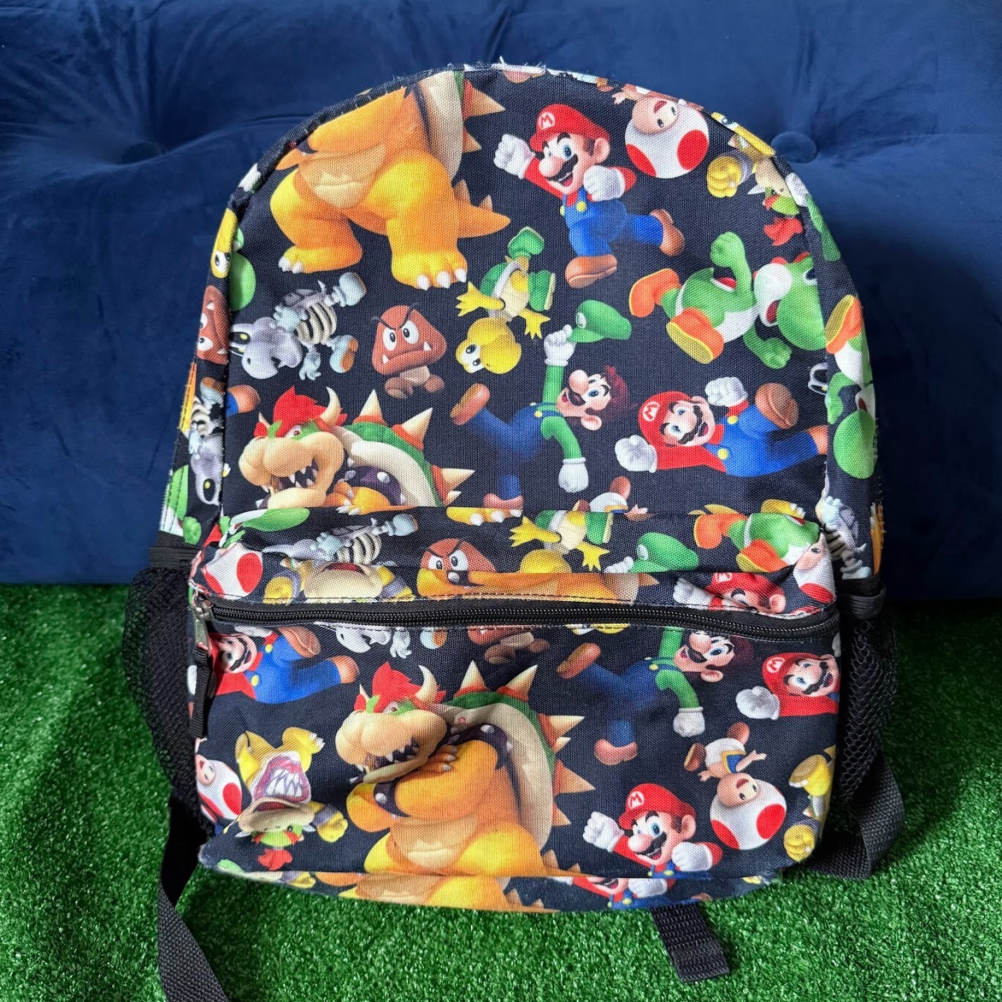 Nintendo Super Mario Bros. All Over Character Print Backpack Bioworld School Bag