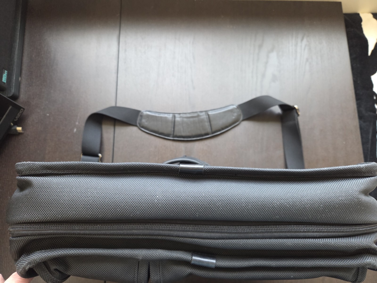 TUMI Alpha Black Canvas Expandable Laptop Briefcase Crossbody 26041D4