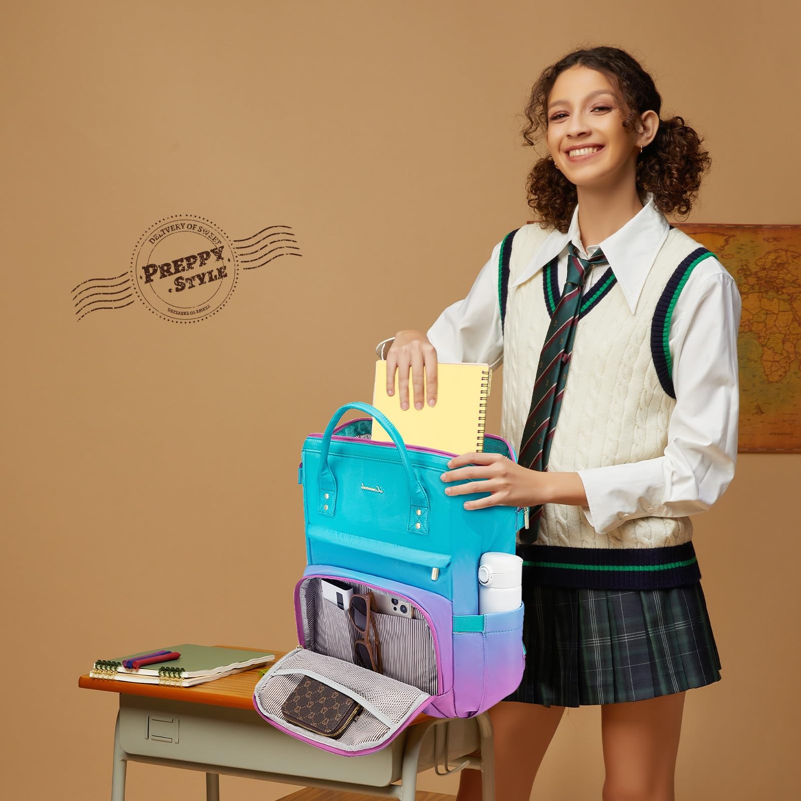 15.6 Inch Laptop Backpack for Women, Waterproof Anti~Theft Travel Bag