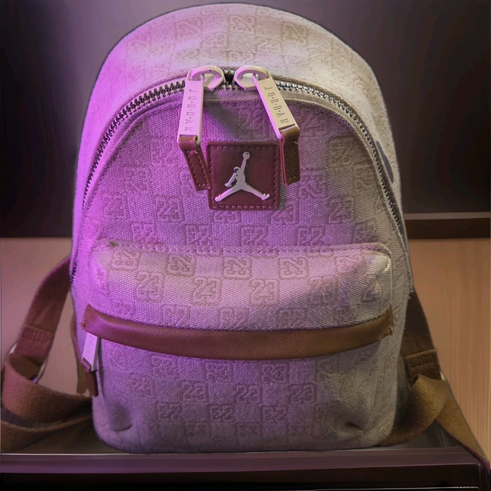 JORDAN AIr Jordan Monogram Mini Backpack Coconut Milk/Beige Colorway Faux Leath