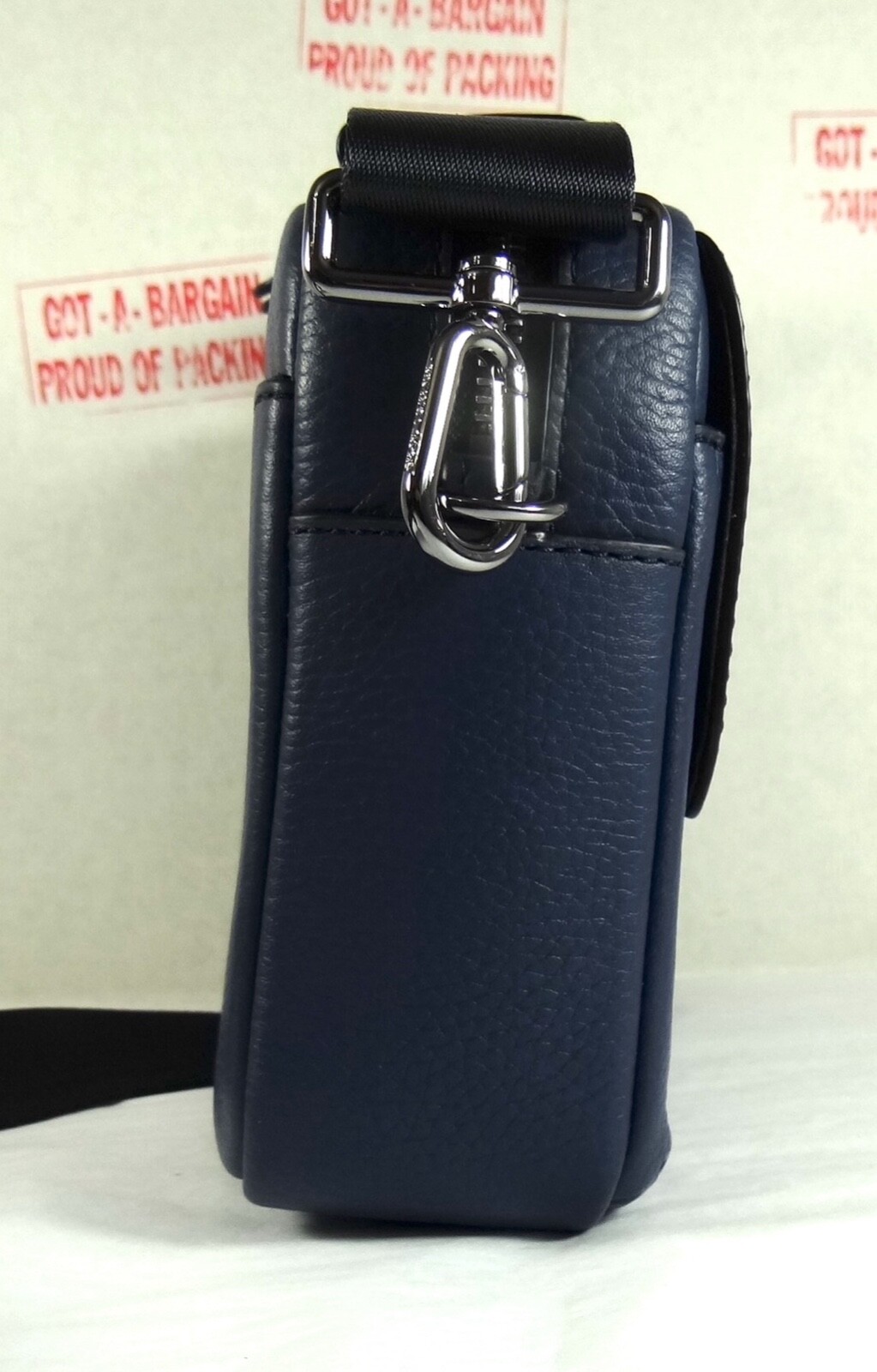 Michael Kors Hudson Blue Denim Pebbled Leather Utility Messenger Crossbody Bag