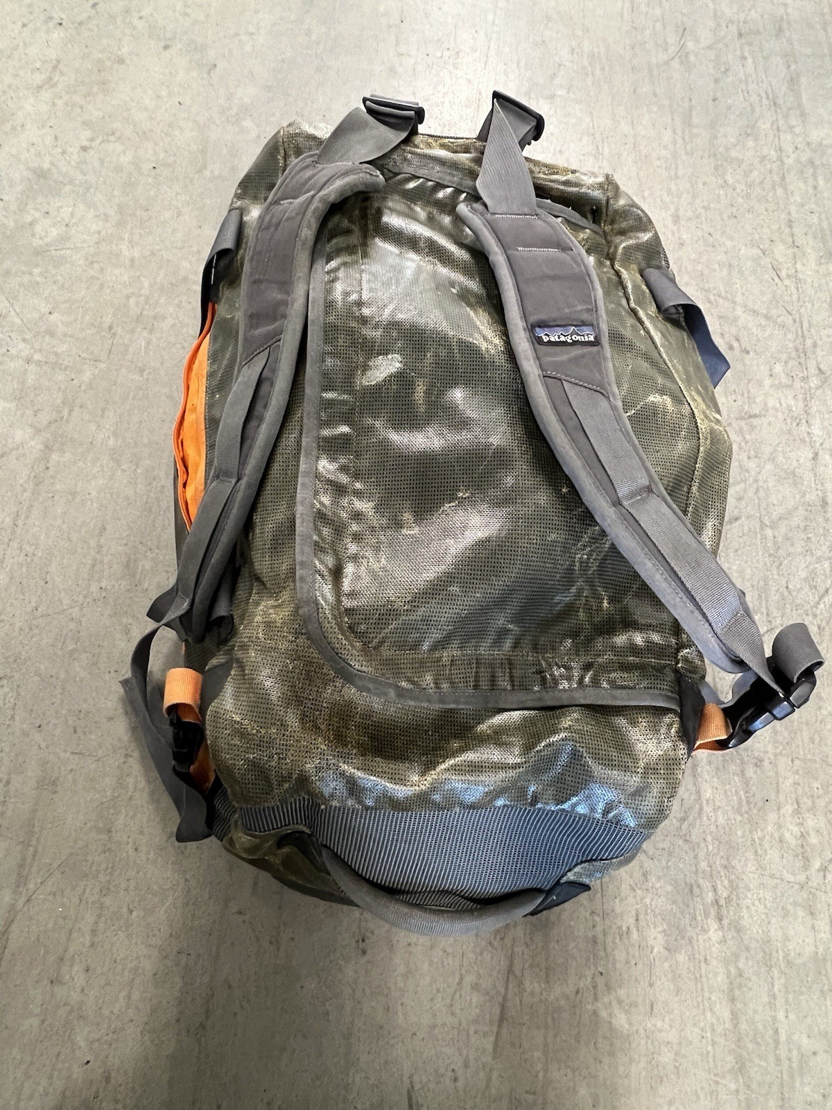 Patagonia Black Hole Duffel Bag 55L Shine Gray Orange- Backpack Waterproof Rare