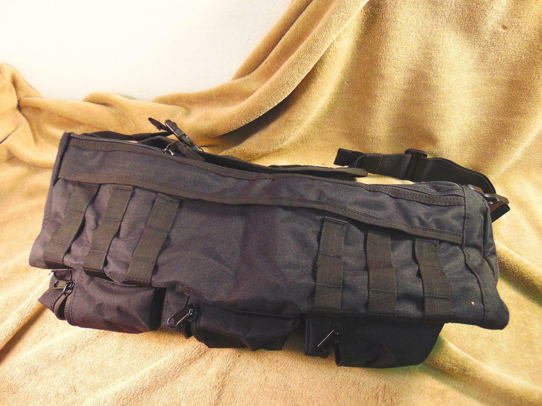 Tactical Sling Pack Tote Messenger Top Loading Black Ballistic Nylon Web OS