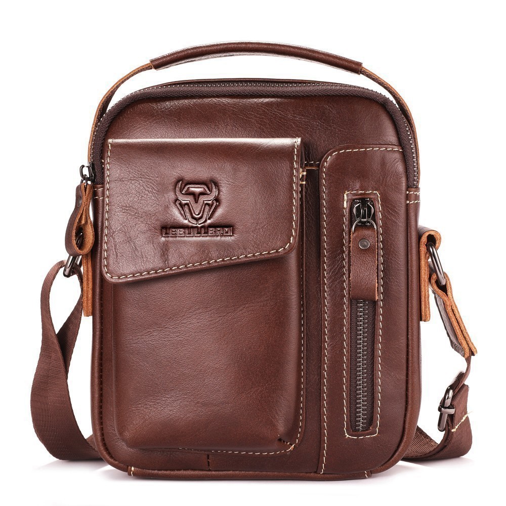 Men’s Genuine Leather Crossbody Bag Casual Shoulder Handbag Large Capacity Sling