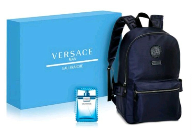 Versace Mens Eau Fraiche 2-PC Gift Set Eau De Toilette & Backpack Authentic NIB