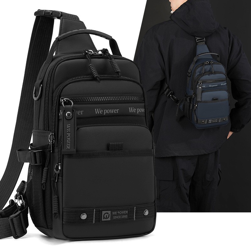 Waterproof Nylon MultiPocket Outdoor Sling Chest Bag Unisex Cycling Shoulder Bag