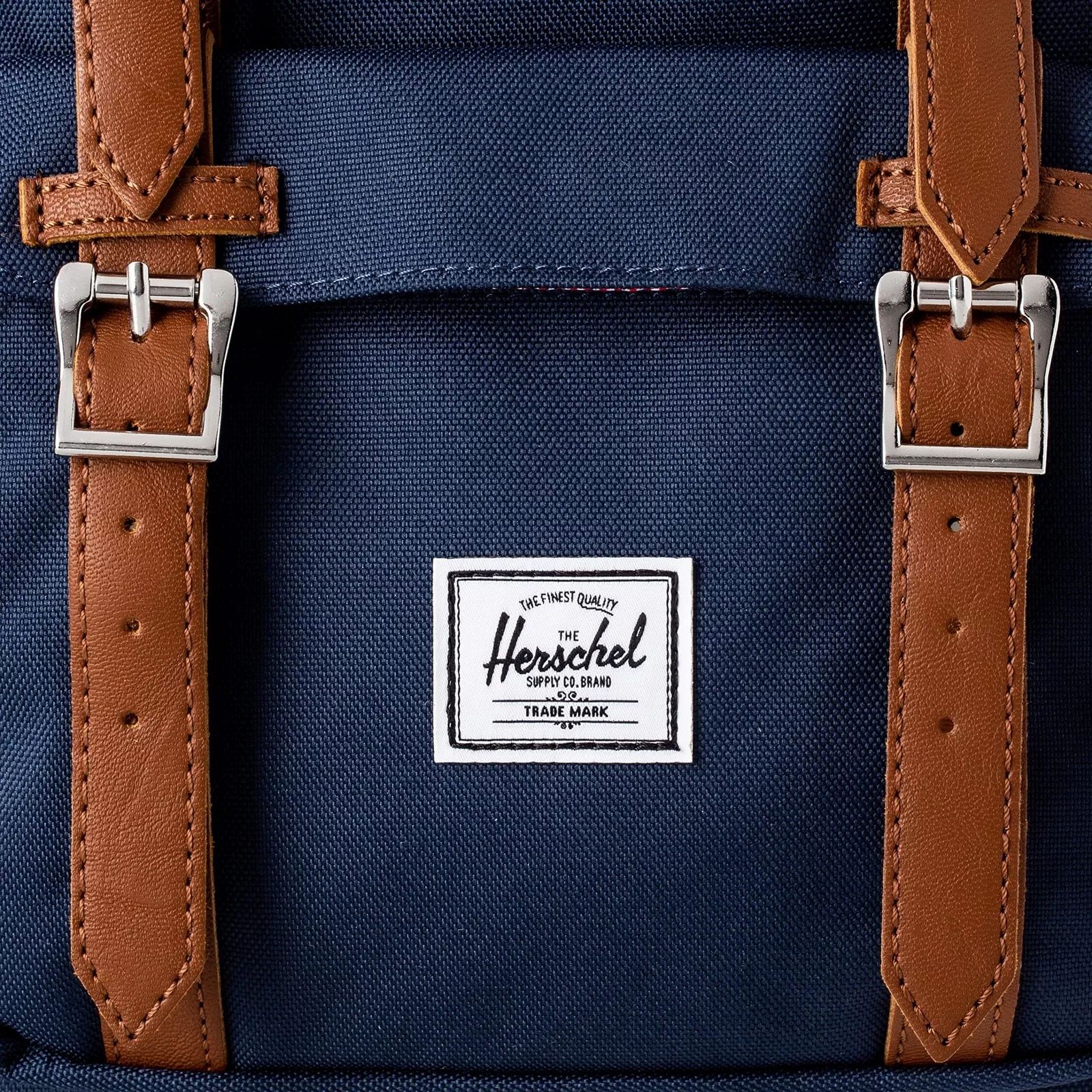 Herschel Little America Mid-Vol 17L Laptop Backpack – Navy/Tan Synthetic Leather