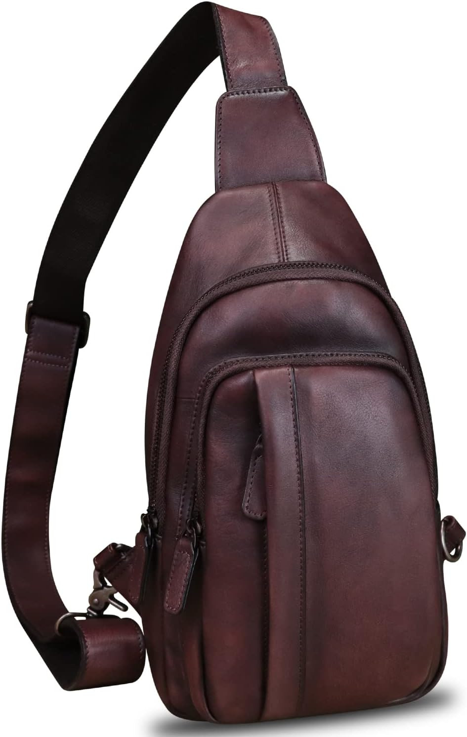 Handmade Vintage Leather Sling Bag for Hiking & Cycling – Coffee Color