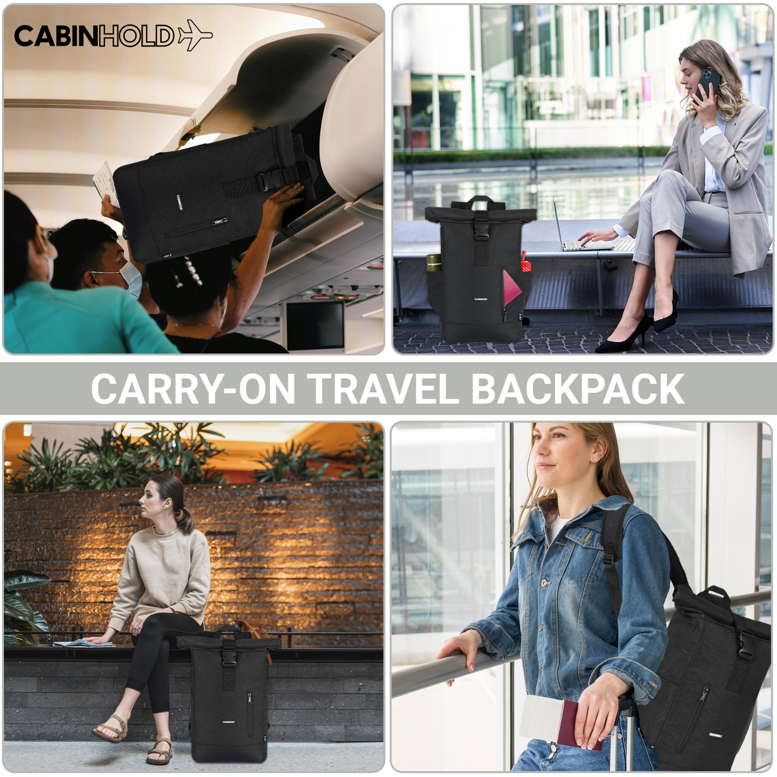 Ryanair Backpack 40x25x15cm CABINHOLD® Amsterdam 20L Carry On RPET