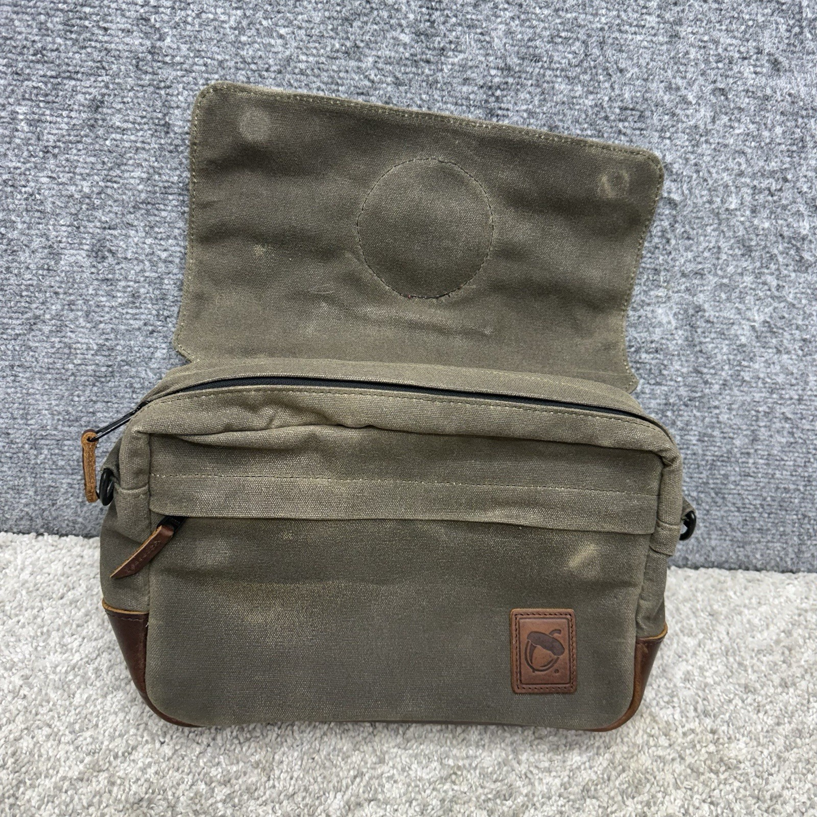 NutSac Canvas Messenger Bag distressed w/ Patch and no shoulder strap